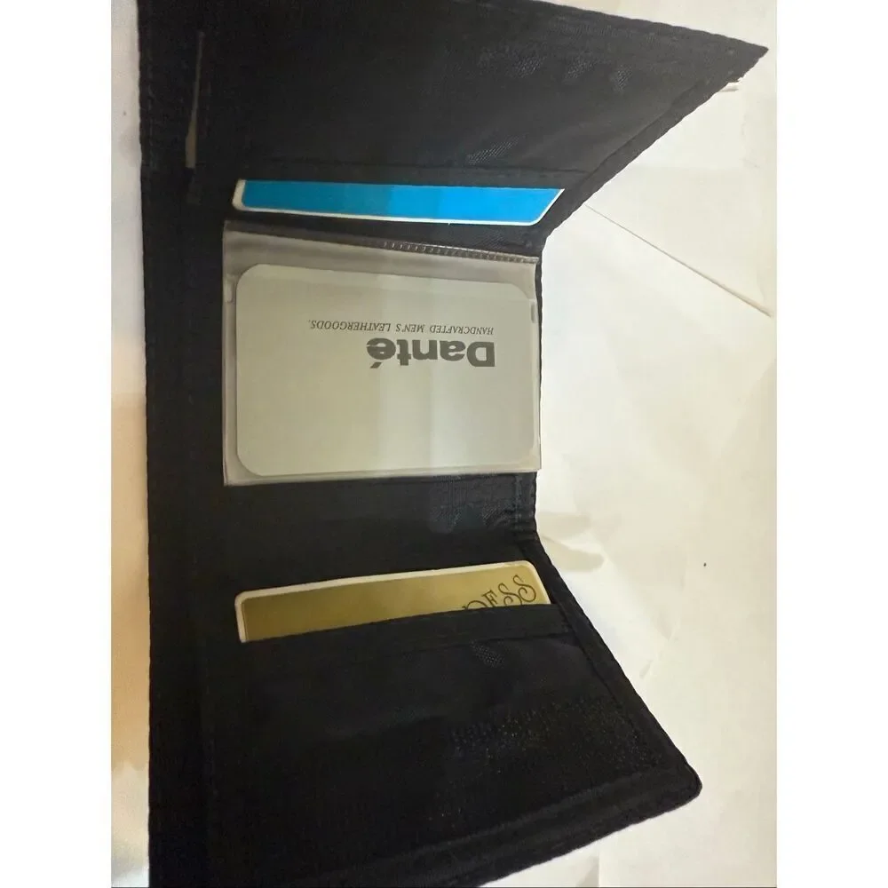 Dante Men's Handcrafted Leather Card Slots Trifold Wallet Black